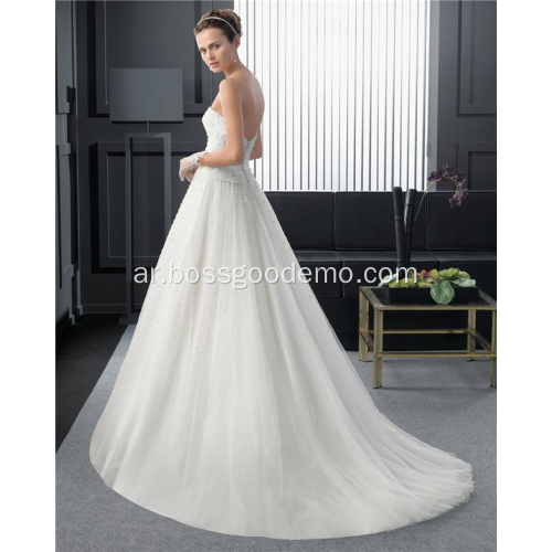 فستان الزفاف الرقبة عالية الأكمام طويلة
